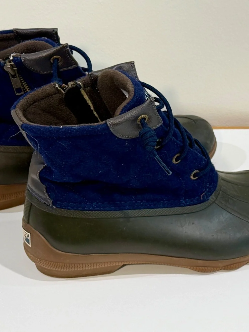 Sperry Duck Boots Navy Green Waterproof Lace-Up Boots Size 9